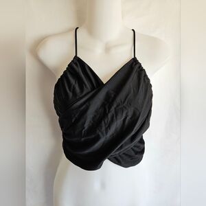 Superdown Black Wrap Crop Top Bralette NWT Size L